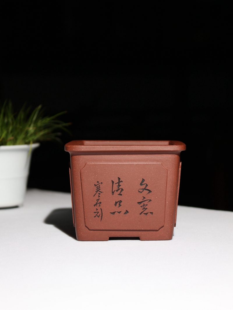 澄砂·赵阳奎·面四方 紫砂兰花盆 实拍角度5
