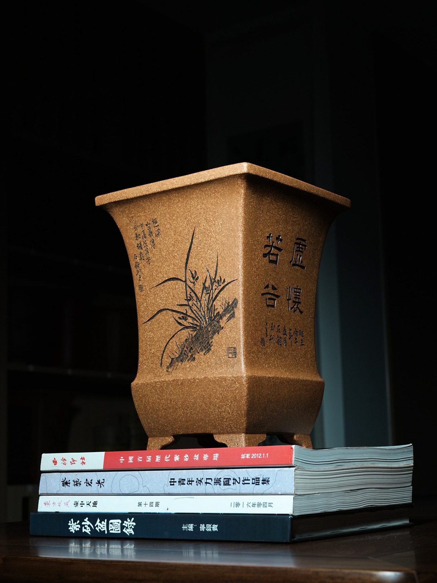 束腰四方紫砂兰花盆 实拍角度3