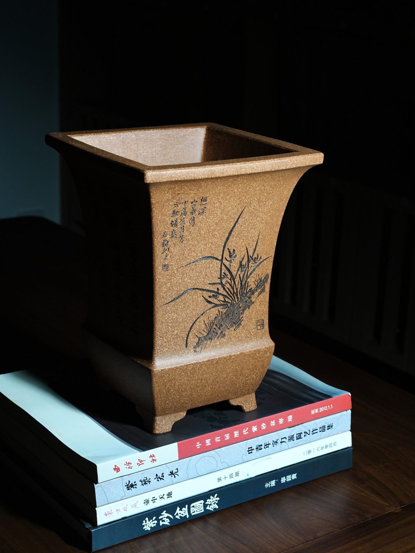 束腰四方紫砂兰花盆 实拍角度7